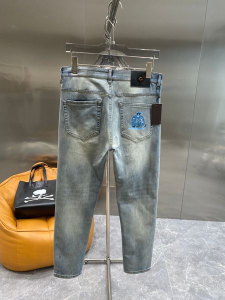 Diseñador para hombres jeans vv pies pequeños ajustados algodón nuevo jean jean lmenv jeans pantalones grises jeans vaqueros pantalones casuales letras de jeans sarouel l logo pantalones