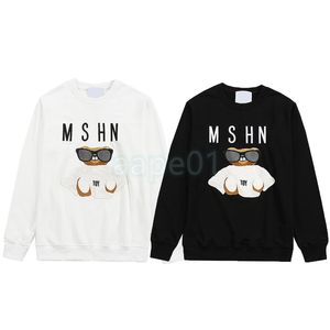 Designer Mens Sweat-shirt à manches longues Bear Motif Lettre Impression Sweat-shirt Marque de mode Pull Femme Loose Top Noir Blanc Taille asiatique S-2XL