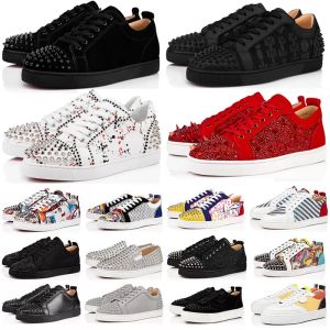 Designer heren lage jurk casual schoenen Sneakers mode Zwart Wit Camo Groen Glitter Grijs roze leer suède mannen vrouwen spikes trainers sportschoen sneaker