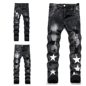 Designer Mens Mens Jeans High Street Jeans Pantalon de broderie pour hommes Femmes surdimension