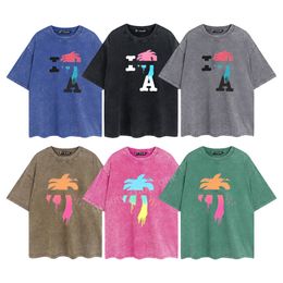 Designer Mens PA T-shirt de luxe Vintage Retro Washed Tees Imprimer Palms T-shirts Hommes Femmes Angle Manches courtes Hip Hop Streetwear Tops Vêtements Vêtements PA-8