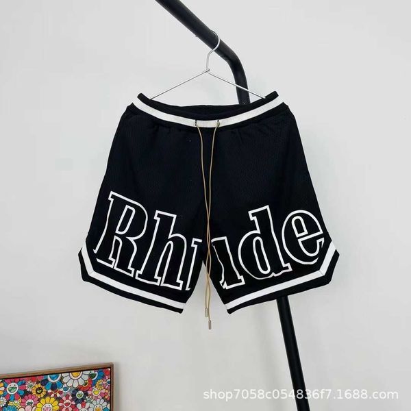 Pantalones para hombre de diseñador Rhude letras de malla impresas deportes y pantalones cortos casuales sueltos para mujer 11