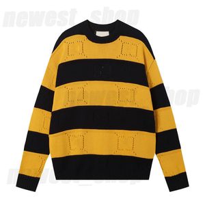 Designer Mens Plus Taille Pulls Tricot Broderie Rayé Jaune Noir Patchwork Couleur Pull G Évider Pull En Laine Femme Streetwear Pull En Laine US XS S M L