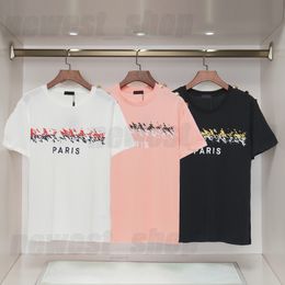 T-shirts pour hommes de créateurs t-shirt d'été t-shirts chemises décontractées en coton classique lettre arc-en-ciel imprimé badge en métal doré rose paris géométrie tee-shirts pour femmes