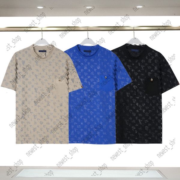 Designer Mens T-shirt T-shirt Summer Luxury Paris Front Pocket Letter Geometry Classic Imprime Couleur noire Tshirts Vêtements décontractés Slim Fit Tee