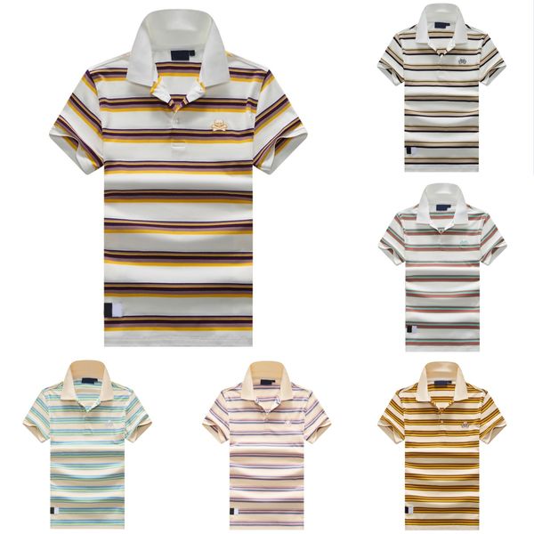 Polo pour hommes de créateur Polo à la mode pour femmes mignonnes et fraîches Chemise tricotée à tête de crâne brodée à rayures Printemps / Été T-shirt à manches courtes pour couple