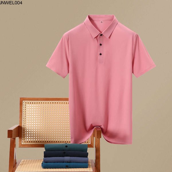 Diseñador Polo para hombre Seda de hielo Sin rastro Transpirable Camiseta fresca Verano Color sólido Blanco Begonia Rojo {categoría}