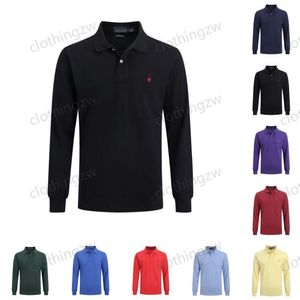 designer mens polo polo shirt top polo à manches longues business casual revers pur coton poney brodé designers homme vêtements hommes marque chemises taille s-2xl