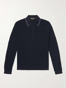 Polos de diseñador para hombre Loro Piana Polo de lana virgen y mezcla de seda con media cremallera Moda Otoño e Invierno Tops