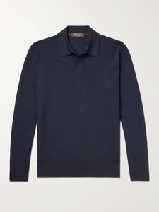 Designer Heren Polo Shirt Loro Piana Lange Mouwen Aspen Wool Polo Shirt Mode Herfst en Winter Tops