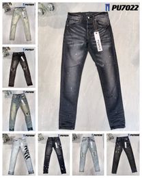 Designer Mens Purple Jeans Denim Pant Distressed Ripped Biker Jean Slim Fit Motorcycle men clothing Size 30-40