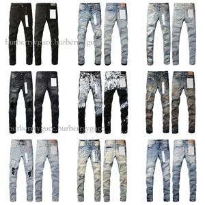 Diseñador para hombre Jeans morados Pantalones de mezclilla Pantalones de moda Calidad de gama alta Diseño recto Ropa de calle retro Pantalones de chándal casuales Pantalón de joggers Vaqueros viejos lavados