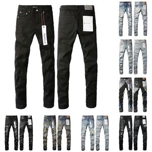 Diseñador para hombre pantalones vaqueros morados moda desgastados motociclistas rasgados para mujer Denim Cargo para hombres pantalones negros