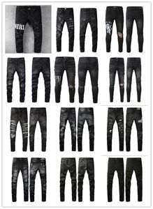 Designer Mens Purple Jeans pour pantalons en denim pour hommes Mode Femmes Tendances de la marque Purple Distressed Black Ripped Biker Slim Fit Pantalon de survêtement de moto