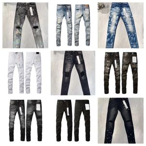 Designer heren paarse jeans voor heren denim broek mode dames paars-merktrends Distressed Black Ripped Biker Slim Fit motorfiets joggingbroek 28-40