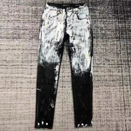 jeans violets pour hommes de créateur déchiré jambe droite jeans réguliers denim lavé vieilles dames jeans longs noirs