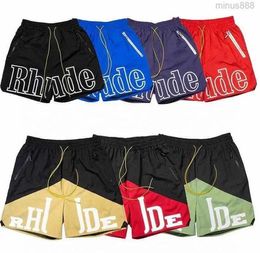 Designer Heren Rhude Shorts Zwembroek Hip Hop High Street Sport Print Mode Rh Zomer Training Strand Mannen Elastische Taille Running Bluelity