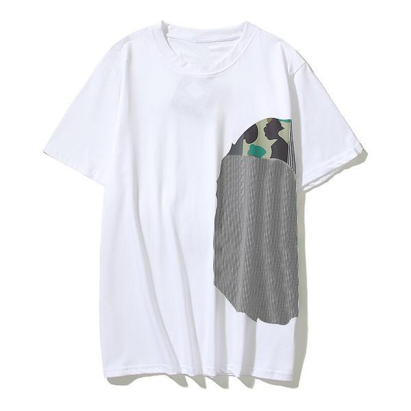 Designer Mens Shark T-shirts côté camouflage double face tshirts de requin camouflage vestiges graphiques colorés colocurs éclair et chemises en coton 800
