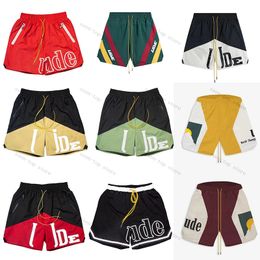 Short de plage pour hommes et femmes, pantalon court en coton, décontracté, polyvalent, Rhude, séchage rapide, maille respirante