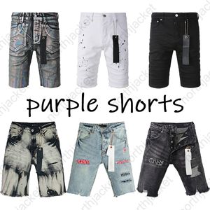 Designer Mens Shorts Jeans Purple Brand Summer Hole High Street Washed Old Long Jeans Taille 29-40