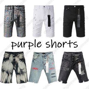 Designer heren shorts paarse jeans paars merk zomergat high street gewassen oude jeans lange jeans