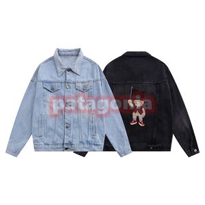 Diseñador para hombre de un solo pecho Jeans chaqueta de alta moda para mujer oso abrigos de mezclilla otoño invierno estilo moda abrigo corto vaquero tamaño S-XL