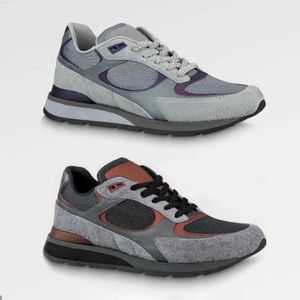 2023 Heren rennen weg sneaker suède canvas platform trainers lederen printen zwart bruine veter trainers skate casual schoenen met doos NO286