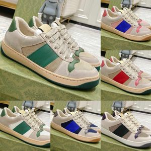 Designer Hommes Baskets Femmes Chaussures En Cuir Sale Bleu Rouge Web Stripe Entraîneur À Lacets Toile Appartements Vintage Classique Coureur