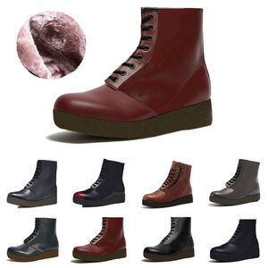 Diseñador Botas de nieve para hombre Piel de cuero de invierno Tobillo Medio Azul marino Rojo Burdeos Botines verdes Triple Negro Blanco Hombres Mujeres Bota Moda GAI 36-44