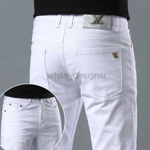 Designer Mens Spring / Summer Nouveau jean pour hommes luxueux léger pieds minces minces slim coton pantalon long pantalon blanc pur élastique