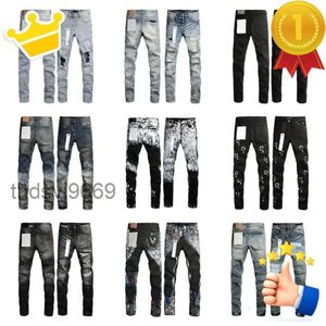 Designer Mens Stacked Jeans Pantalons longs violets Ksubi Ripped High Street Brand Patch Hole Denim Straight Fashion Streetwear Silm Mencoat Theface Jacketstop Wear 8V13