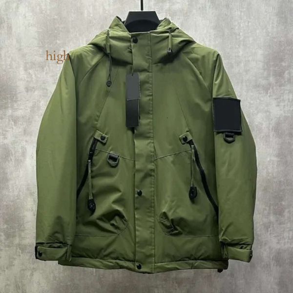 Designer Mens Stones Island Winter Femmes Down Outdoor Coupe-vent Résistant au froid Chaud Veste en coton à capuche Épissage de revers Faux Deux pièces Casual Cou Q85H # High 42