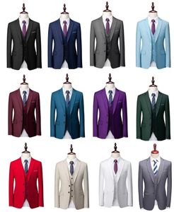 Designer Mens Costume Set Hommes Costumes d'affaires Formel Slim Fit Wedding Ball Hommes Robe Boutique Plaid Groom Veste Pantalon Débardeur Pièce Taille Asiatique S-5XL 2W2F