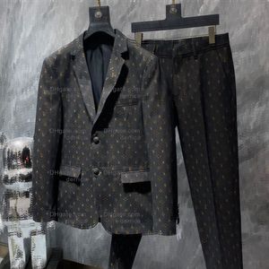 Designer Heren Suits Blazers Western Clothing Men Fruit Print Blazer Coat Slim Fit Letter Patchwork Dames Jurk Suit broek