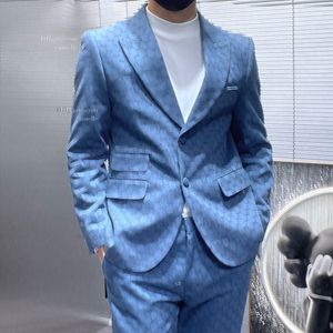 Designer Mens costumes Blazers Western Vêtements Men Classical Double Lettres Impression Blue Série Blazer Automne Luxury Outwear Coat
