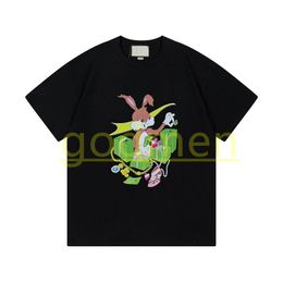 Diseñador para hombre de verano camiseta para mujer de manga corta de algodón puro camisetas parejas conejo letra impresión tops tamaño XS-L