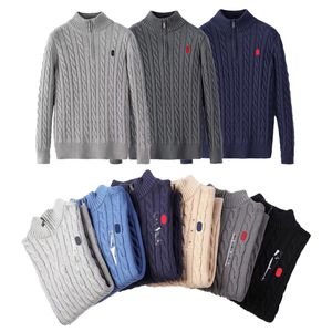 Diseñador para hombre suéter Ralphs Fleece media cremallera prendas de punto sudaderas con capucha sudaderas swearers Slim Knit Laurens Jumper pequeño caballo Pantalón de algodón S-2XL