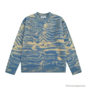 Designer Mens Sweaters Casual Sweat à capuche Ac Halo Teint Col rond à manches longues Mohair Pull tricoté Hommes Femmes au début de l'automne Nouvelle tendance supérieure lâche gluante douce