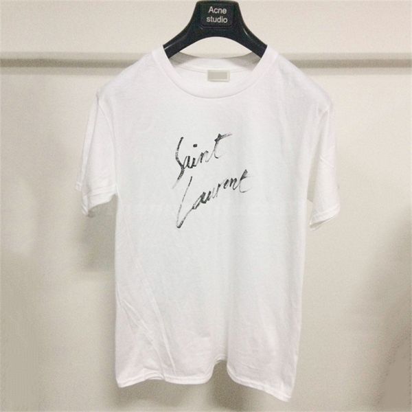 Designer Mens T-shirt Lettre Imprimer Col Rond Manches Courtes Été Lâche T-shirt Top Noir et Blanc