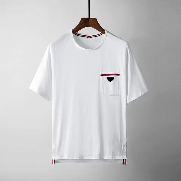 Designer Mens T Shirt Pocket Striped Tees Manches Courtes Chemises Décontractées Unisexe Tops Haute Qualité Asiatique Taille S-3XL