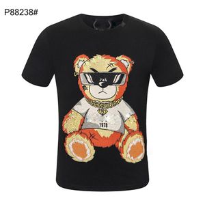 Designer Mens T-shirt Skull Crystal Tees Summer Basic Solid Imprimer Lettre Bear Skateboard Casual Punk Tops Tee Shirts Mode luxur265O