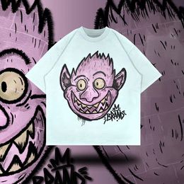 Designer Mens T-shirt Y2K Shirt Trend Men Hip Hop Animation exagérée Imprimé Goth Goth Harajuku Streetwear Casual Loose Tops Tees Taille S-xxxl