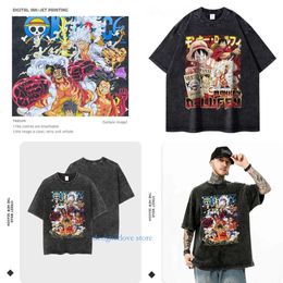 Diseñador Camisetas para hombres Monkey Luffy Shirt Camiseta vintage Anime One Piece Tshirts Summer Harajuku Manga corta Tops de gran tamaño