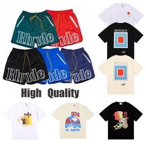 Designer Mens T-shirts rhude Tee Coton Col Rond Lâche Hip Hop T-Shirt À Manches Courtes Mode Hommes Casual Alphabet Imprimer T-shirts