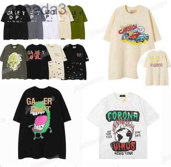 Designer Mens T-shirts Summer Galleries Depts Chemise Vintage Wash Do Old Angel Gallerise Squelette Voiture Graffiti Imprimer Casual Lâche T-shirt à manches courtes DT53