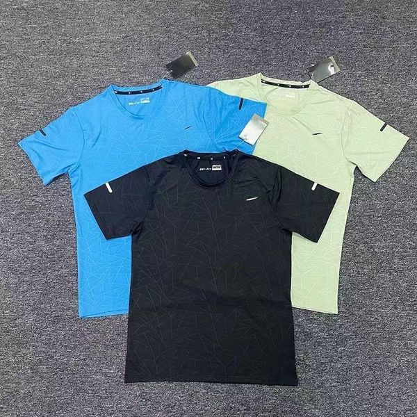 Diseñador para hombre camisetas técnicas verano hombre camiseta de seda de hielo para deportes casuales fitness baloncesto secado rápido fútbol suelto entrenamiento ropa deportiva jogging chándal