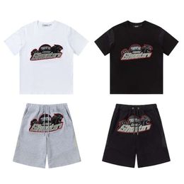 Designer Mens Survêtements Mode Sweats à capuche Trapstar Nouveau Léopard Lettre Serviette Broderie Lâche Décontracté Manches Courtes T-shirt Panneau Mesh Shorts Ensemble