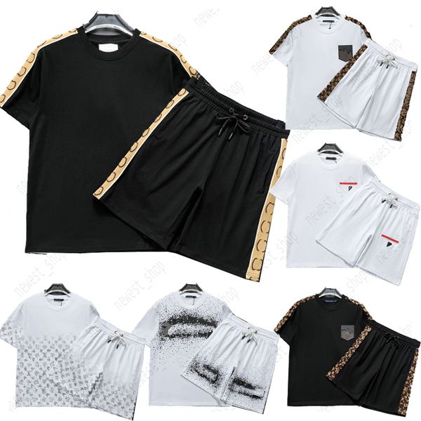 Designer Mens Tracksuits T-shirt Summer Bermuda Shorts Tshirts 2pcs Set Breeches Cleets Paris Fleurs Basic Basic Luxury Pantal