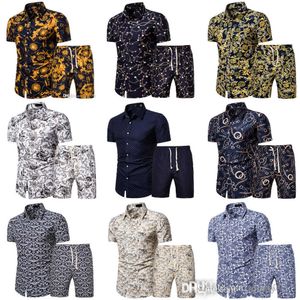 Designer Heren Trainingspakken Zomer Tweedelige Outfits Plus Size 4XL 5XL Casual Shirts Shorts Set Gedrukt Hawaiiaans Shirt Rokkostuum Sets