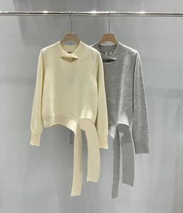 2024SS Designer Sweater Dames Italiaans luxemerk Autumn Fashion Casual gebreide schapen Cardigan Kraag Holle Lace Letter Sweater